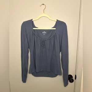 Hollister Blue Ribbed Long Sleeve Top Size XXL